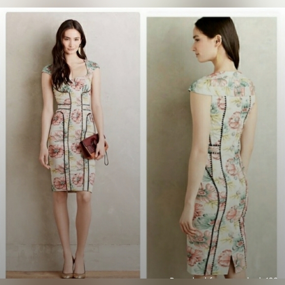 NWT Anthropologie Bea & J Byron Lars Floral Sheath Dress Designed By Byron Lars - Picture 2 of 16